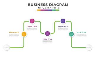 5 Steps to Planning a Modern Mind Map Diagram.  presentation vector infographic template for business.