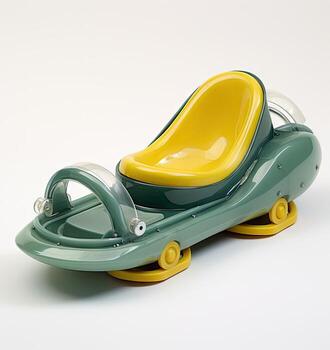 Children's plasticsled isolated on a white background. Sleds for skiing downhill in winter. Slide board. created with Generative Al technology photo