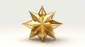 Macro of gold Christmas star isolated on white background created with Generative Al technology photo