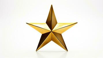 Macro of gold Christmas star isolated on white background created with Generative Al technology photo