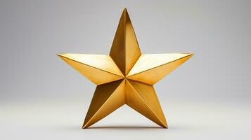 Macro of gold Christmas star isolated on white background created with Generative Al technology photo