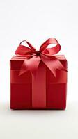 gift box with ribbon isolated on background created with Generative Al technology photo