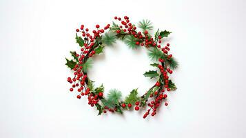 christmas wreath with decorations created with Generative Al technology photo