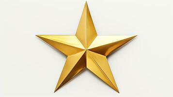 Macro of gold Christmas star isolated on white background created with Generative Al technology photo