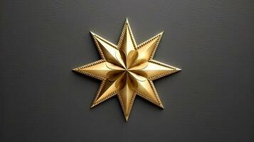 Macro of gold Christmas star isolated on white background created with Generative Al technology photo