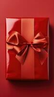 gift box with ribbon isolated on background created with Generative Al technology photo