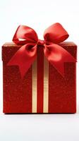 gift box with ribbon isolated on background created with Generative Al technology photo