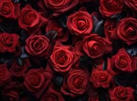 Natural red roses background created with Generative AI technology photo