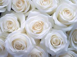 White roses bouquet, white roses close up created with Generative AI technology photo