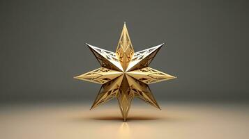 Macro of gold Christmas star isolated on white background created with Generative Al technology photo