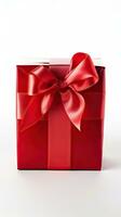 gift box with ribbon isolated on background created with Generative Al technology photo