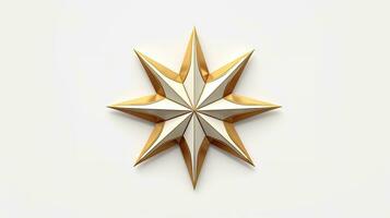 Macro of gold Christmas star isolated on white background created with Generative Al technology photo