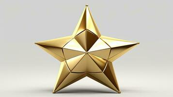 Macro of gold Christmas star isolated on white background created with Generative Al technology photo