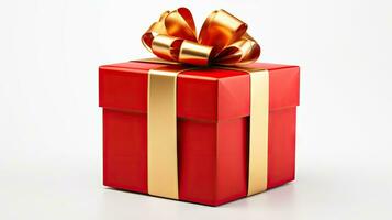 gift box with ribbon isolated on background created with Generative Al technology photo
