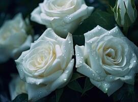 White roses bouquet, white roses close up created with technology photo