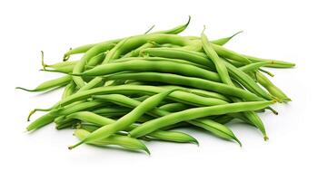 green beans on white background created with Generative AI technology photo