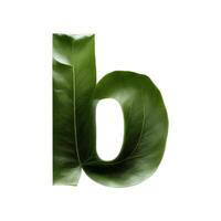 Green leaf typography text design lowercase alphabet b, AI Generative photo