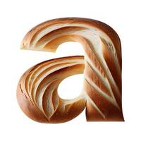 Bread typography text design lowercase alphabet a, AI Generative photo