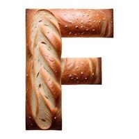 Bread typography text design uppercase alphabet F, AI Generative photo