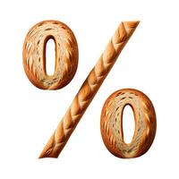 Bread typography text design percent sign, AI Generative photo