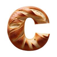 Bread typography text design lowercase alphabet c, AI Generative photo