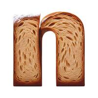 Bread typography text design lowercase alphabet n, photo