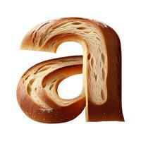 Bread typography text design lowercase alphabet a, AI Generative photo