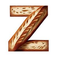 Bread typography text design lowercase alphabet z, AI Generative photo