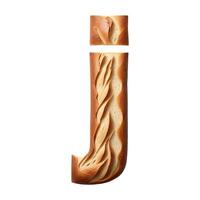 Bread typography text design lowercase alphabet j, photo