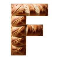 Bread typography text design uppercase alphabet F, AI Generative photo