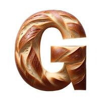 Bread typography text design uppercase alphabet G, photo
