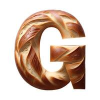 Bread typography text design uppercase alphabet G, AI Generative photo