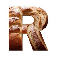 Bread typography text design uppercase alphabet R, photo