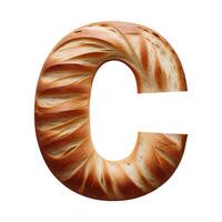 Bread typography text design uppercase alphabet C, AI Generative photo