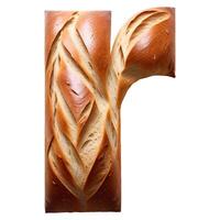 Bread typography text design lowercase alphabet r, AI Generative photo