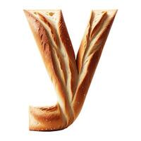 Bread typography text design lowercase alphabet y, AI Generative photo