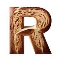 Bread typography text design uppercase alphabet R, AI Generative photo