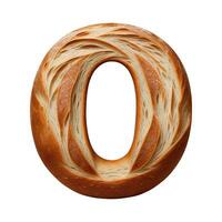 Bread typography text design uppercase alphabet O, AI Generative photo