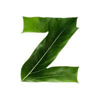 Green leaf typography text design lowercase alphabet z, AI Generative photo