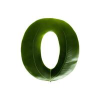Green leaf typography text design uppercase alphabet O, photo