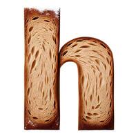 Bread typography text design lowercase alphabet h, photo