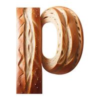 Bread typography text design lowercase alphabet p, photo