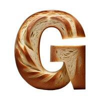 Bread typography text design uppercase alphabet G, AI Generative photo