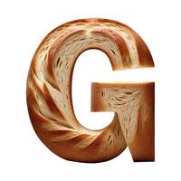 Bread typography text design uppercase alphabet G, photo