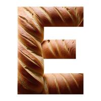 Bread typography text design uppercase alphabet E, AI Generative photo