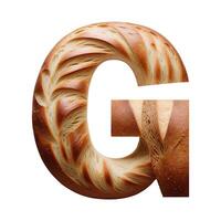 Bread typography text design uppercase alphabet G, photo