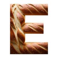 Bread typography text design uppercase alphabet E, AI Generative photo