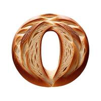 Bread typography text design lowercase alphabet o, AI Generative photo