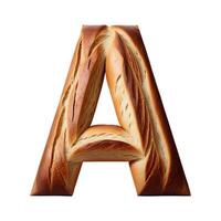 Bread typography text design uppercase alphabet A, AI Generative photo