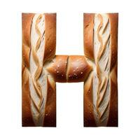 Bread typography text design uppercase alphabet H, AI Generative photo